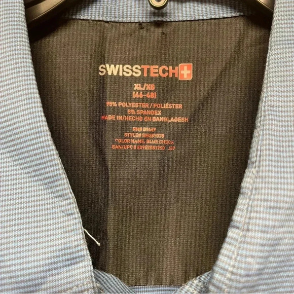 Swiss Tech Long Sleeve Nylon Blend Button Up Shirt Blue XL Outdoors Performance - Picture 3 of 7